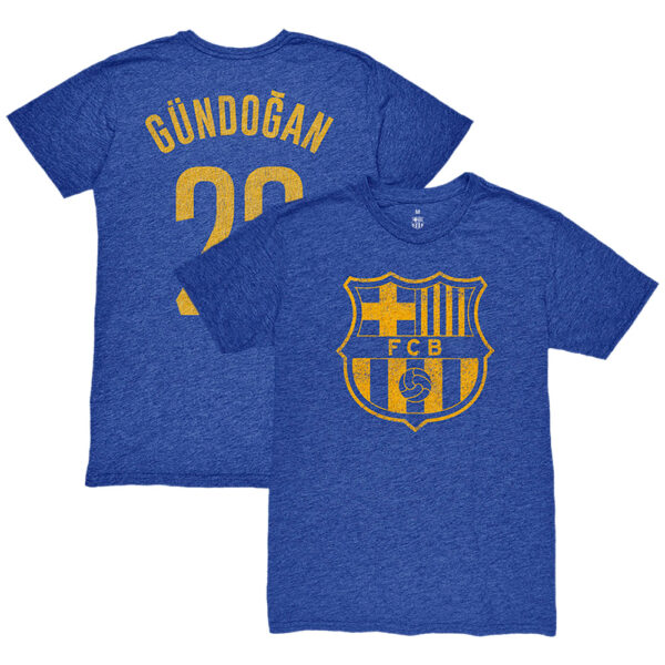 Men's 1863FC Ilkay Gündogan Heather Royal Barcelona Player Name & Number Twisted Tri-Blend Slub T-Shirt