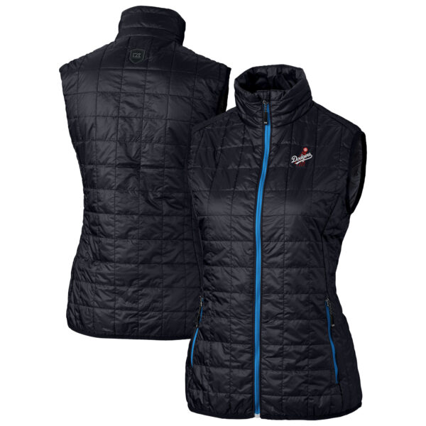 Women's Cutter & Buck  Navy Los Angeles Dodgers Rainier PrimaLoft Eco Insulated Full-Zip Puffer Vest - Image 5