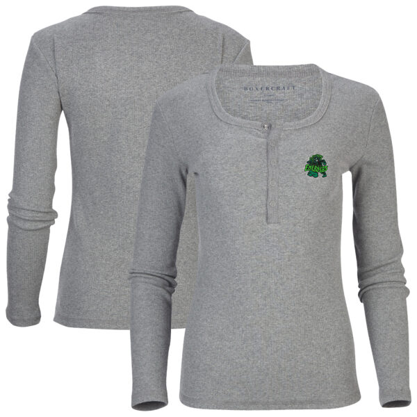 Women's Heather Gray Eugene Emeralds Harper Henley Long Sleeve T-Shirt