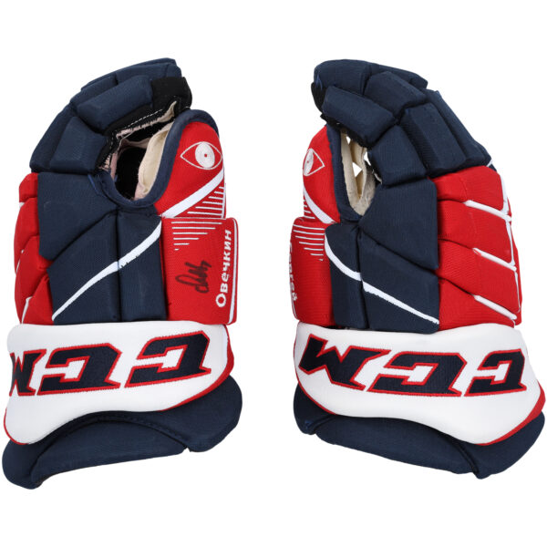 Alexander Ovechkin Washington Capitals Autographed Game-Used Navy/Red CCM Gloves from the 2023-24 NHL Season - RG13338753-54