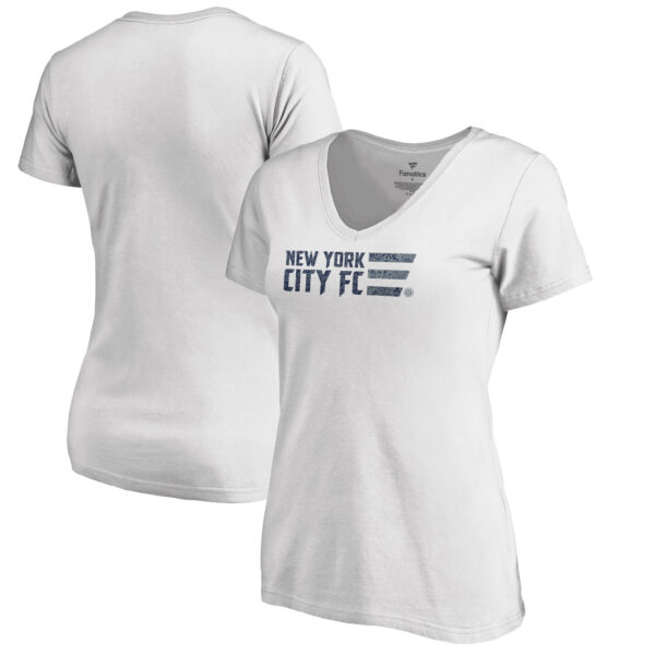 Women's White New York City FC Americana Patriotic Club V-Neck T-Shirt