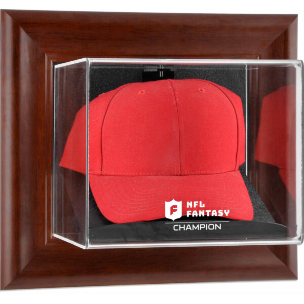 Brown Framed NFL Fantasy Football Champion Wall-Mountable Cap Team Logo Display Case