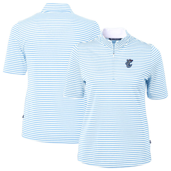 Women's Cutter & Buck Powder Blue Corpus Christi Hooks Virtue DryTec Eco Pique Stripe Recycled Top