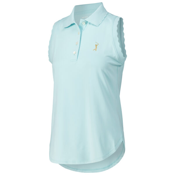 Women's Peter Millar Light Blue THE PLAYERS Opal Sleeveless Stretch Jersey Polo - Image 7