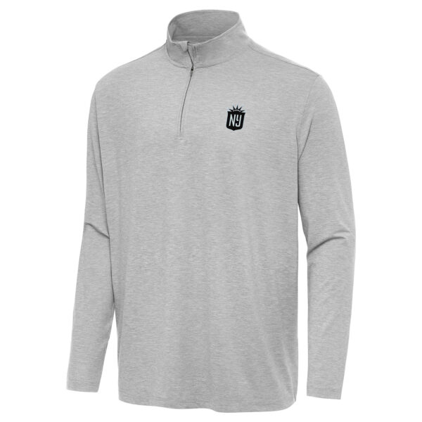 Men's Antigua  Heather Gray NJ/NY Gotham FC Hunk Quarter-Zip Pullover Top
