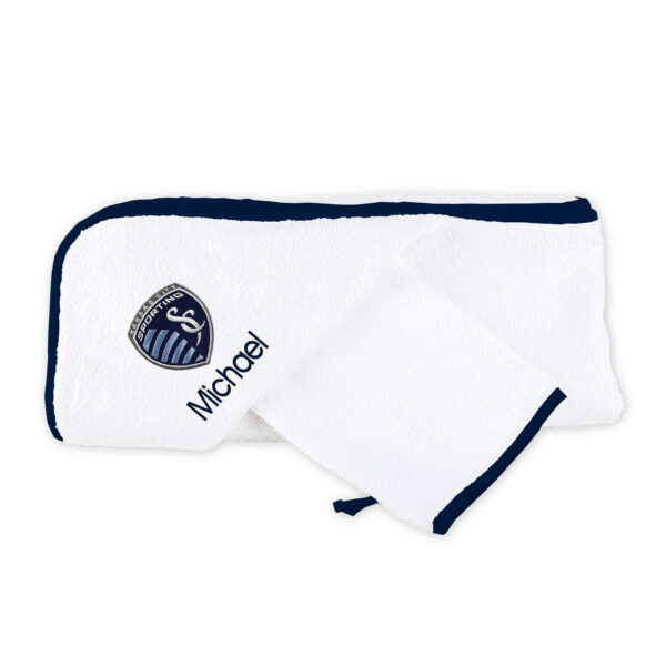Infant White Sporting Kansas City Personalized Hooded Towel & Mitt Set