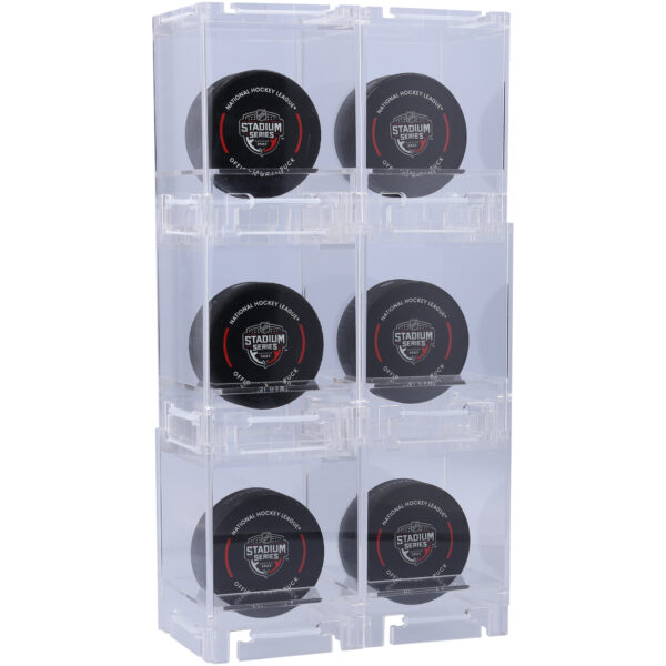 Acrylic Stackable & Collapsible Six Hockey Puck Display Cases