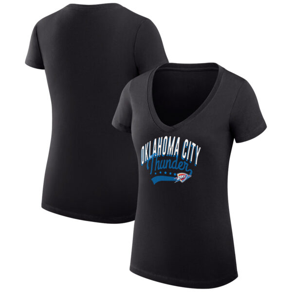 Women's G-III 4Her by Carl Banks Black Oklahoma City Thunder Filigree Logo V-Neck Fitted T-Shirt - Image 5
