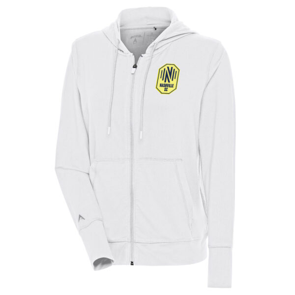Women's Antigua  White Nashville SC Moving Full-Zip Hoodie Jacket