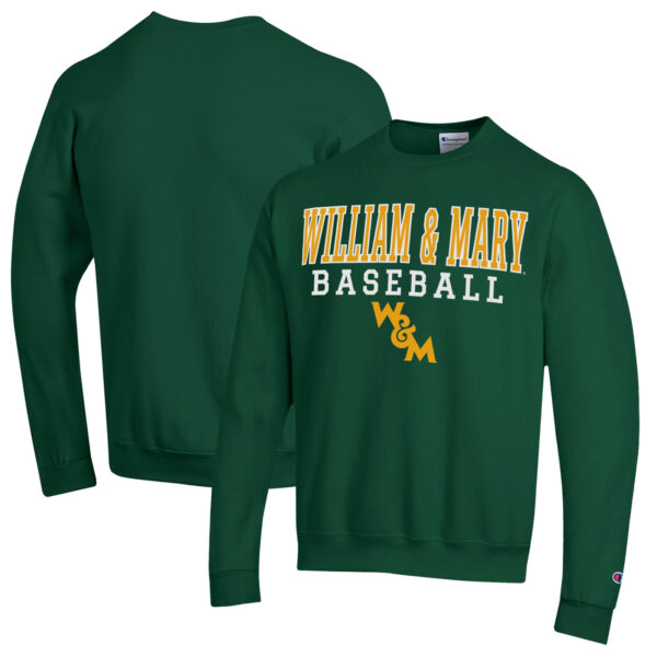 Men's Champion  Green William & Mary Tribe Stack Baseball Powerblend Pullover Sweatshirt - Image 5