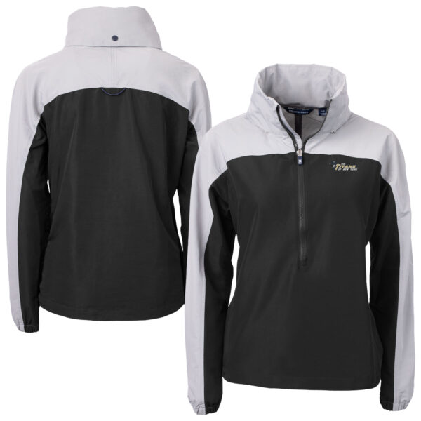 Women's Cutter & Buck Black New York Titans  Charter Eco Recycled Half-Zip Hooded Anorak Jacket