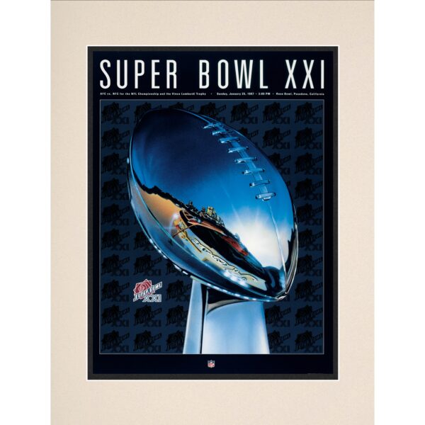 1987 Giants vs Broncos 10.5" x 14" Matted Super Bowl XXI Program