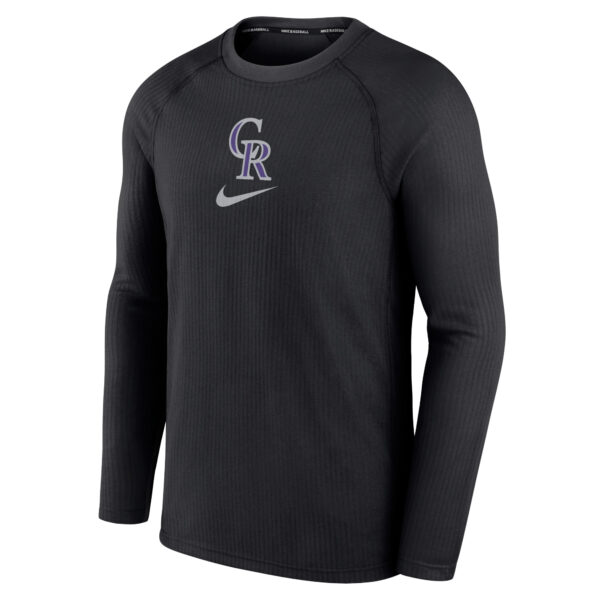 Men's Nike Black Colorado Rockies Authentic Collection Game Raglan Performance Long Sleeve T-Shirt - Image 6