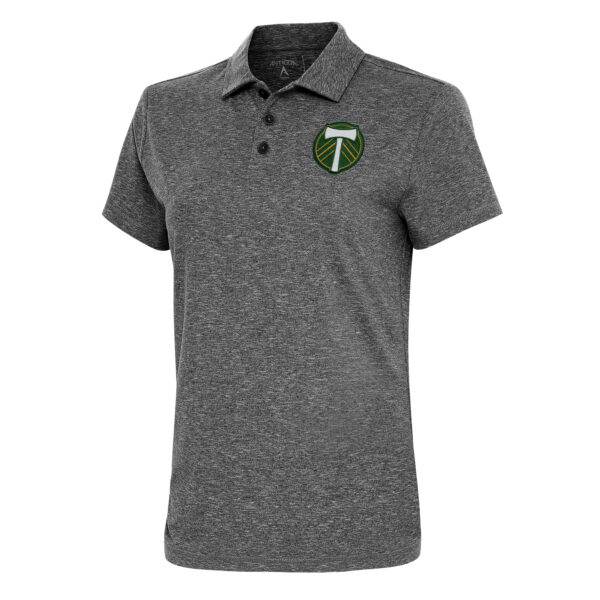 Women's Antigua  Heather Black Portland Timbers Motivated Polo