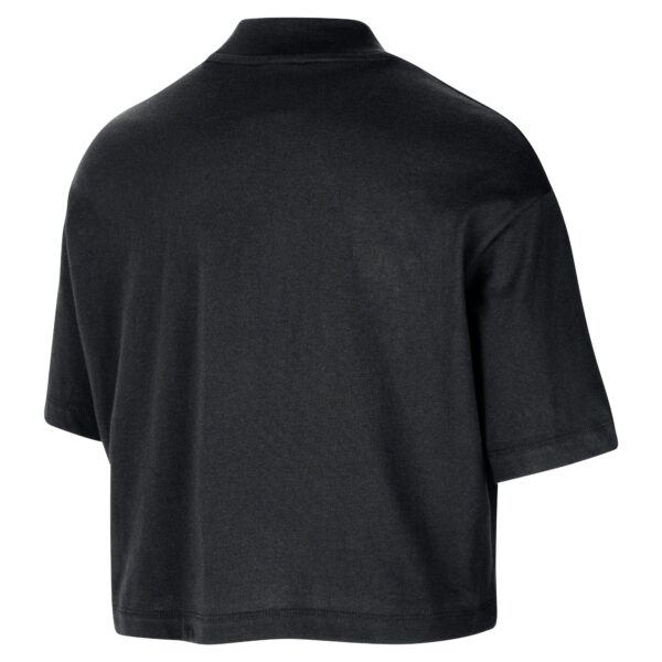 Women's Nike Black Los Angeles Lakers Courtside Mock Neck Loose Fit Cropped T-Shirt - Image 4