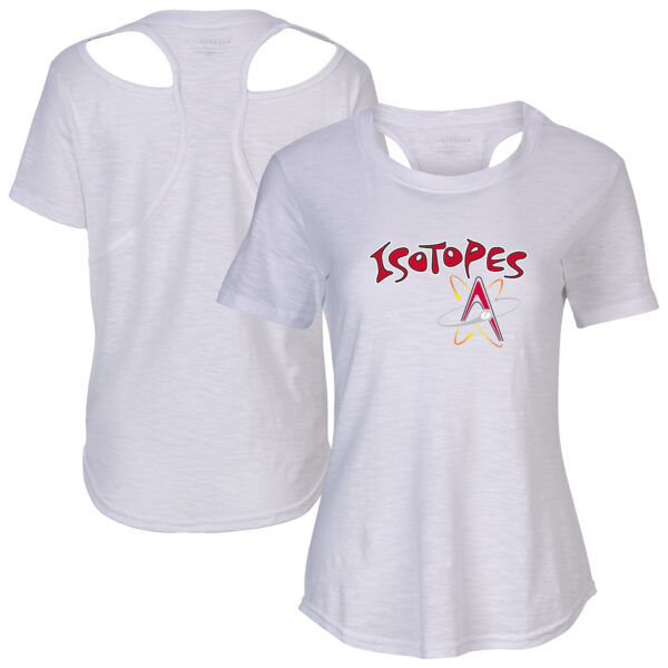 Women's White Albuquerque Isotopes Cut It Out T-Shirt - Image 5