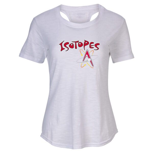 Women's White Albuquerque Isotopes Cut It Out T-Shirt - Image 6