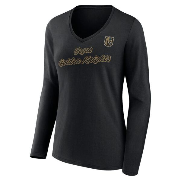 Women's Black Vegas Golden Knights Forge Long Sleeve V-Neck T-Shirt - Image 8