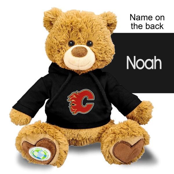 Black Calgary Flames Personalized Plush Polly Bear