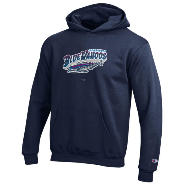 Youth Champion Navy Pensacola Blue Wahoos Eco Powerblend Pullover Hoodie - Image 6