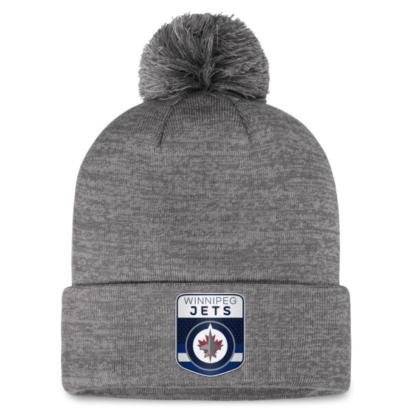 Men's Fanatics  Gray Winnipeg Jets Authentic Pro Home Ice Cuffed Knit Hat with Pom - Image 4
