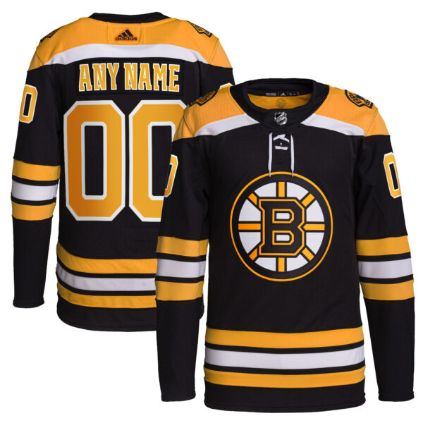 Men's adidas  Black Boston Bruins Home  Primegreen Authentic Custom Jersey - Image 5
