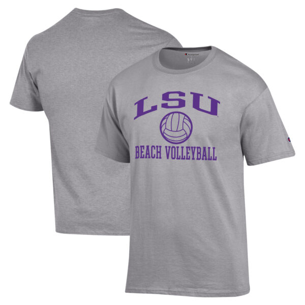 Men's Champion  Gray LSU Tigers Icon Beach Volleyball T-Shirt - Image 2