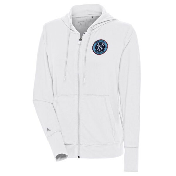 Women's Antigua  White New York City FC Moving Full-Zip Hoodie Jacket