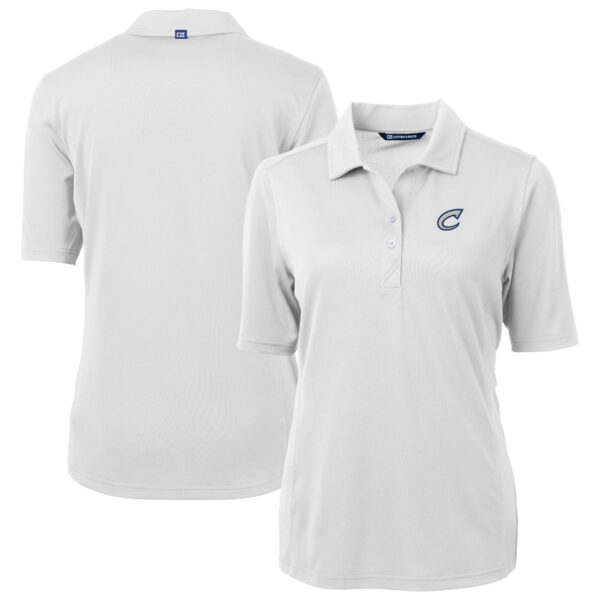 Women's Cutter & Buck White Columbus Clippers Virtue DryTec Eco Pique Recycled Polo
