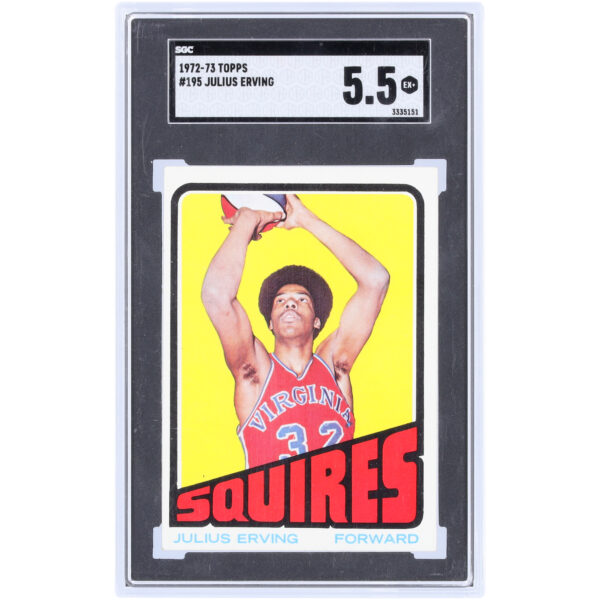 Julius Erving Virginia Squires 1972-73 Topps #195 SGC Authenticated 5.5 Rookie Card