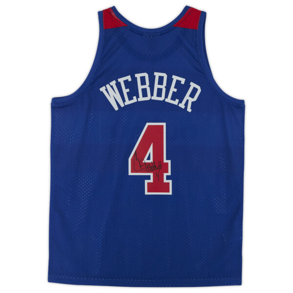 Chris Webber Blue Washington Bullets Autographed Mitchell & Ness 1996-97 Replica Jersey - Image 7
