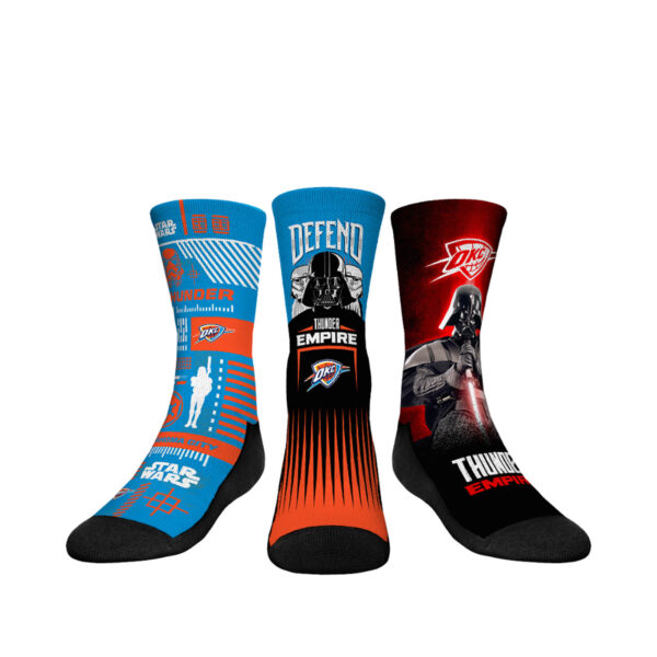 Youth Rock Em Socks Darth Vader & Stormtrooper Light Blue Oklahoma City Thunder Three-Pack Star Wars Crew Socks Set - Image 6