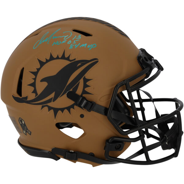 Dan Marino Dolphins Autographed Riddell 2023 Salute to Service Speed Authentic Helmet with "HOF 05" and "1984 MVP" Inscriptions - Limited Edition of 13