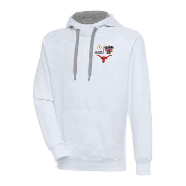 Men's Antigua  White Texas Longhorns College Football Playoff 2024 Sugar Bowl Victory Pullover Hoodie