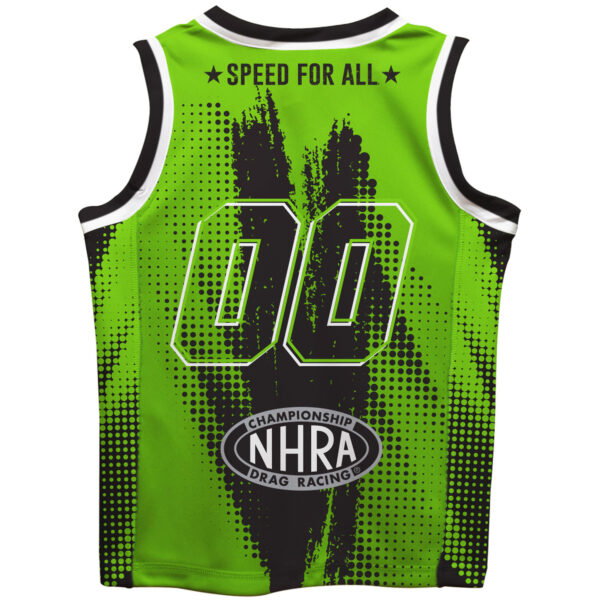 Youth Vive La Fete Green NHRA Halftones Basketball Jersey - Image 4