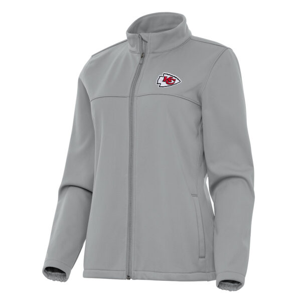Women's Antigua  Gray Kansas City Chiefs Links 2 Golf Full-Zip Jacket