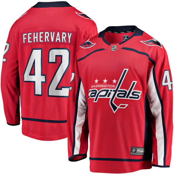 Men's Fanatics Martin Fehervary Red Washington Capitals Home Breakaway Player Jersey - Image 5