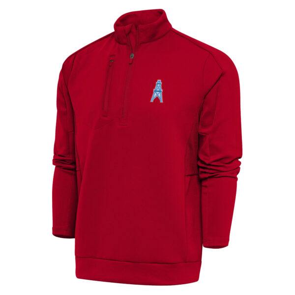 Men's Antigua Red Houston Oilers Throwback Logo Generation Quarter-Zip Pullover Top
