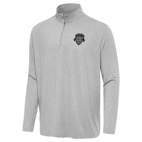 Men's Antigua  Heather Gray Washington Spirit Hunk Quarter-Zip Pullover Top
