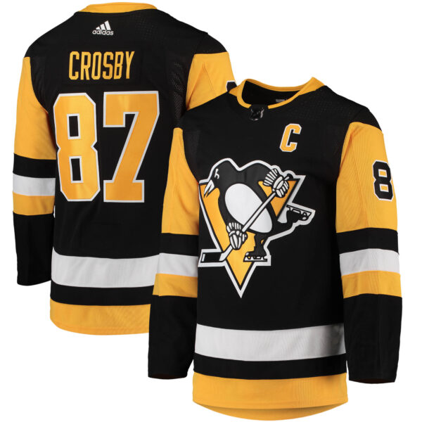 Men's adidas Sidney Crosby Black Pittsburgh Penguins Home Primegreen Authentic Player Jersey - Image 5