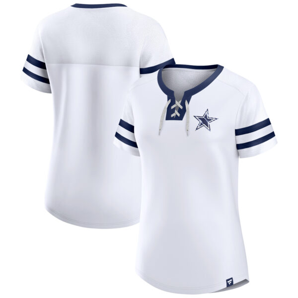 Women's Fanatics White Dallas Cowboys Sunday Best Lace-Up T-Shirt - Image 3