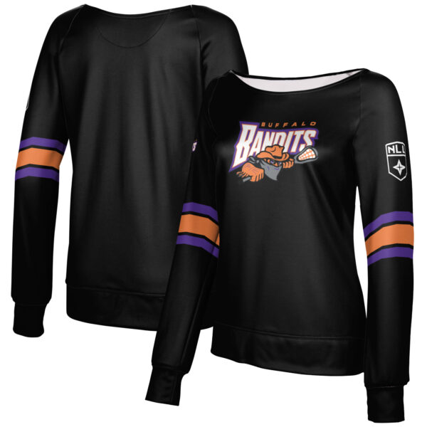 Girls Youth Epoch Lacrosse Black Buffalo Bandits Boat Neck Pullover Sweatshirt