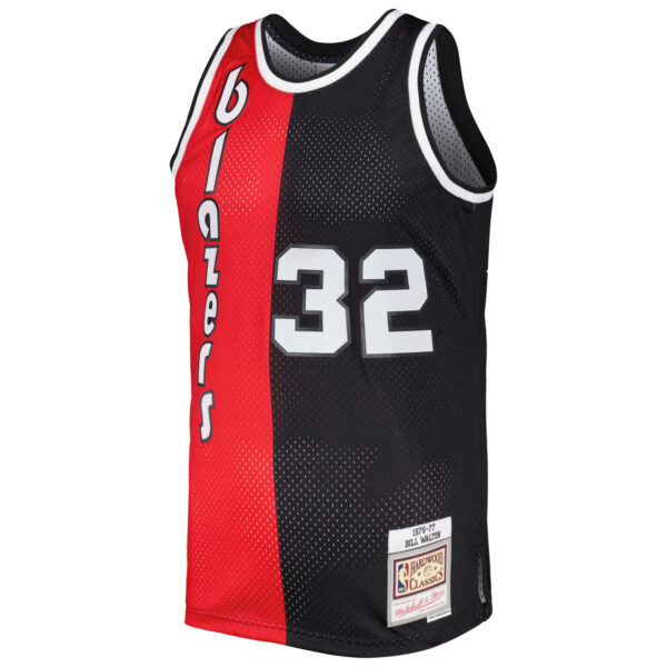 Men's Mitchell & Ness Bill Walton Red/Black Portland Trail Blazers Hardwood Classics 1976/77 Split Swingman Jersey - Image 7