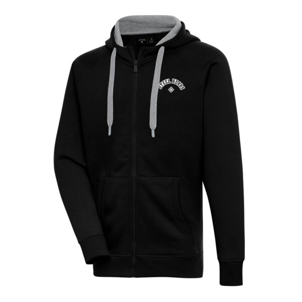 Men's Antigua Black Seattle Steelheads Victory Full-Zip Hoodie