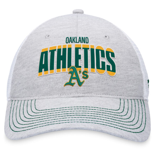 Men's Fanatics Heather Gray/White Oakland Athletics Logo Trucker Adjustable Hat - Image 7