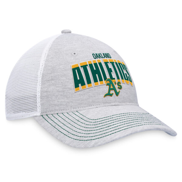 Men's Fanatics Heather Gray/White Oakland Athletics Logo Trucker Adjustable Hat - Image 8