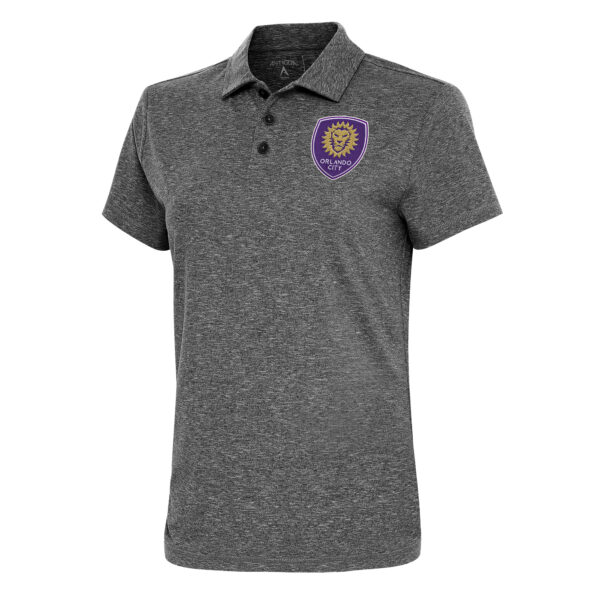 Women's Antigua  Heather Black Orlando City SC Motivated Polo