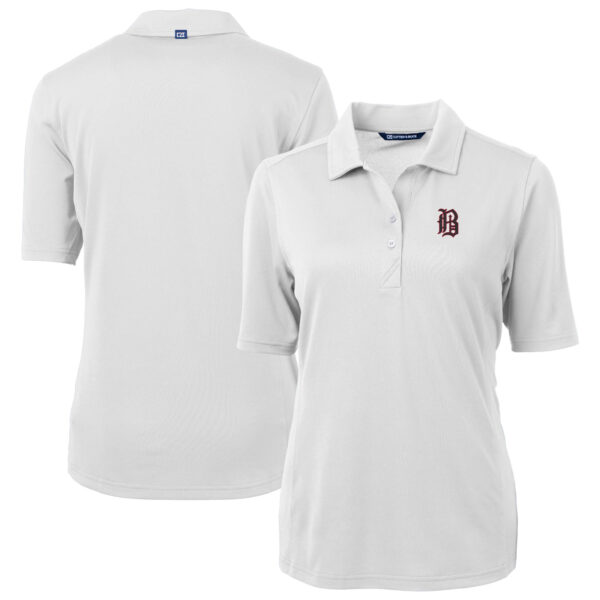Women's Cutter & Buck White Birmingham Barons Virtue DryTec Eco Pique Recycled Polo