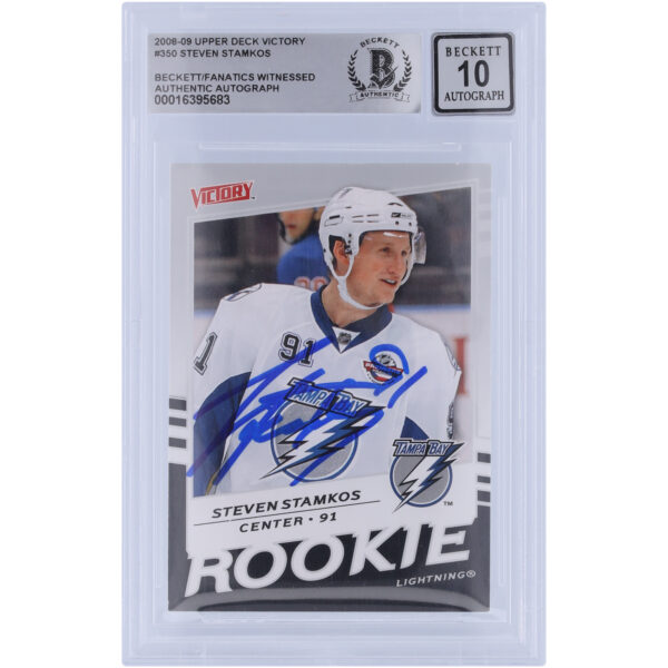Steven Stamkos Tampa Bay Lightning Autographed 2008-09 Upper Deck Victory #350 Beckett Fanatics Witnessed Authenticated 10 Rookie Card - Image 4
