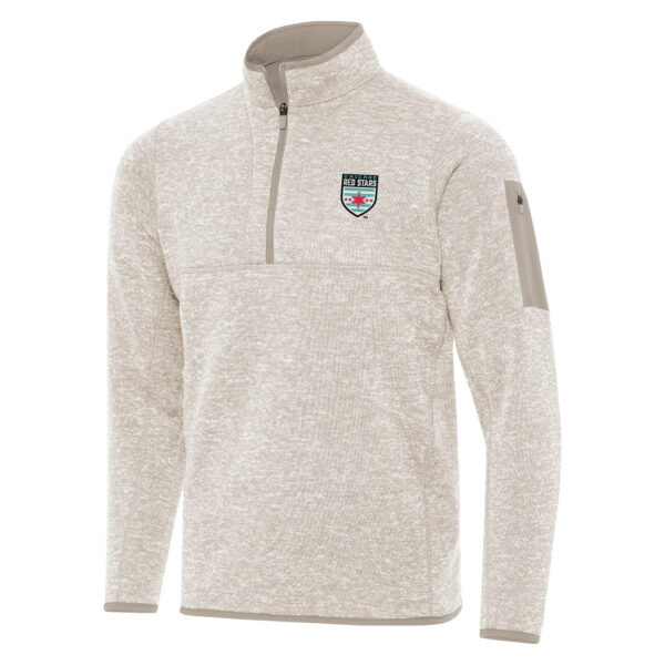 Men's Antigua  Cream Chicago Red Stars Fortune Quarter-Zip Jacket